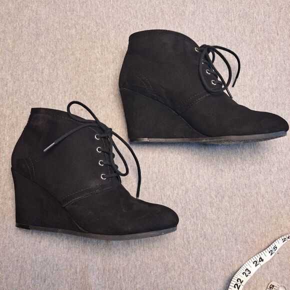 Arizona Lexie Ankle Boots WOMENS SIZE 6M black lace up wedge heel dark academia - Picture 3 of 12